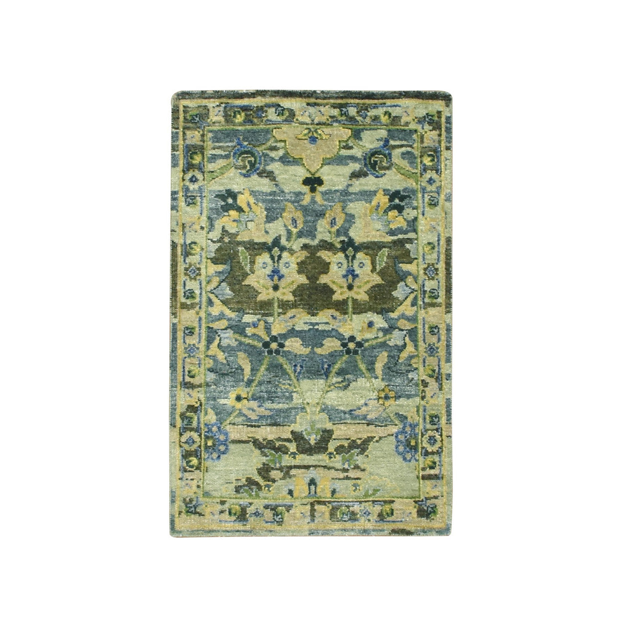 Transitional Wool Hand Knotted Rug Green 2.1x3.6 -O075689