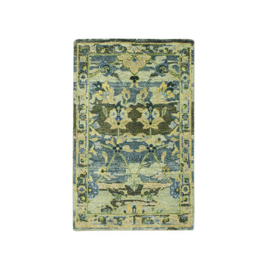 Transitional Wool Hand Knotted Rug Green 2.1x3.6 -O075689