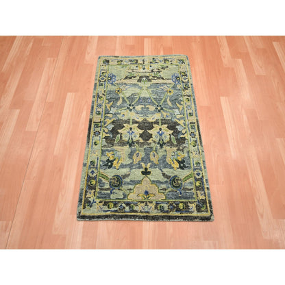 Transitional Wool Hand Knotted Rug Green 2.1x3.6 -O075689