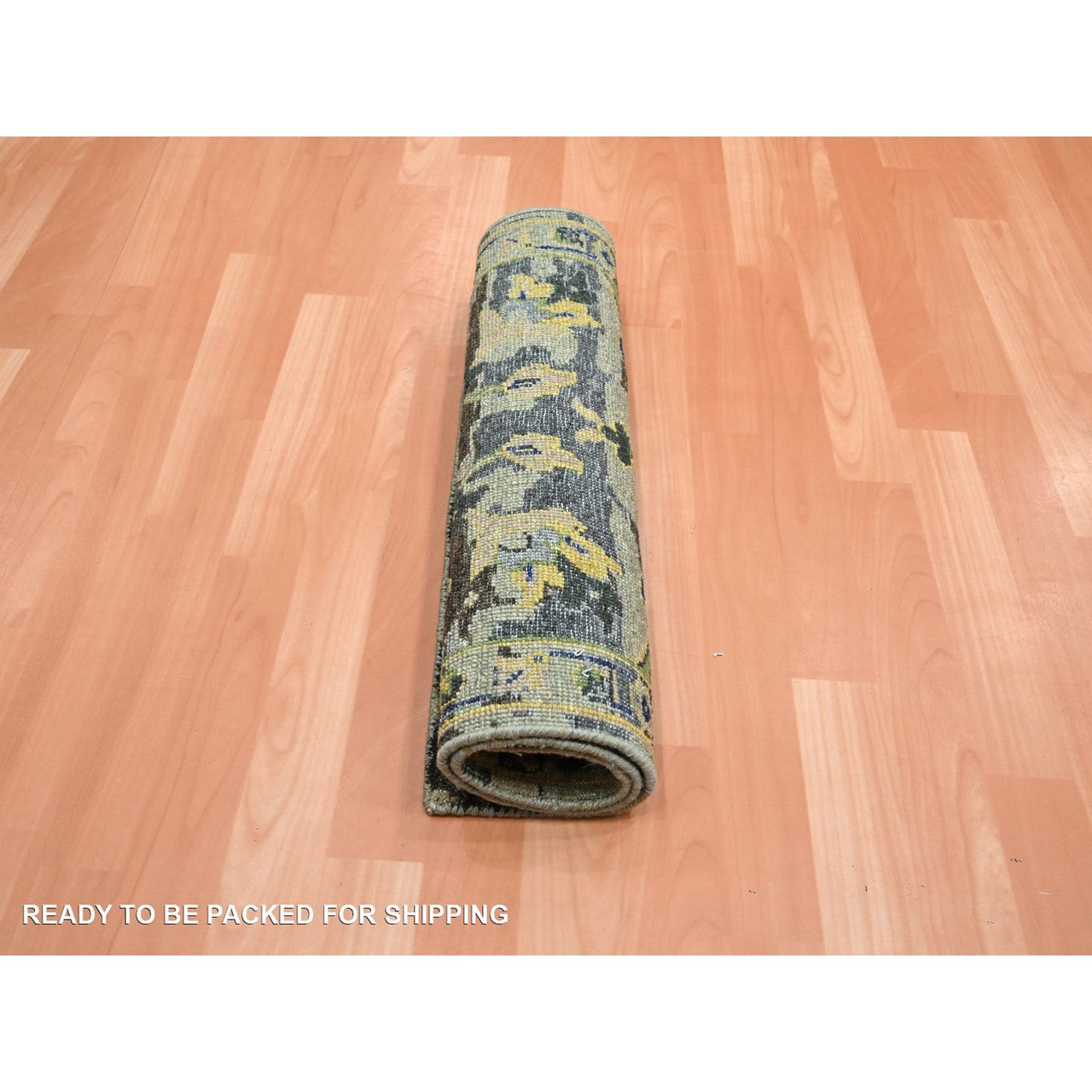 Transitional Wool Hand Knotted Rug Green 2.1x3.6 -O075689