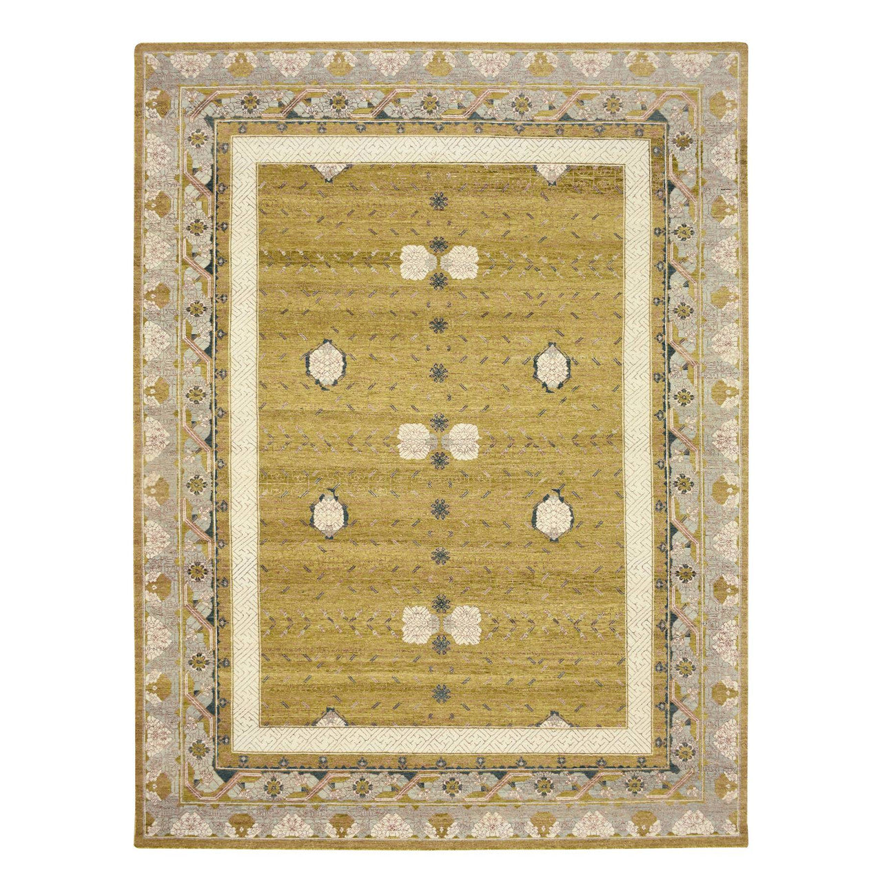 Transitional Wool Hand Knotted Rug Yellow 9.1x12.1 -O075692