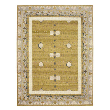 Transitional Wool Hand Knotted Rug Yellow 9.1x12.1 -O075692