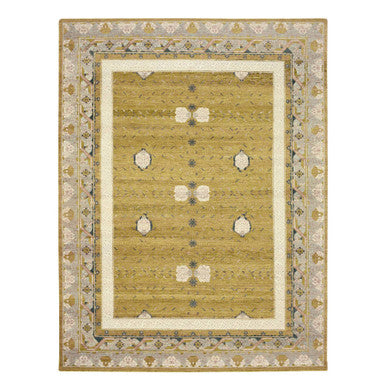 Transitional Wool Hand Knotted Rug Yellow 9.1x12.1 -O075692