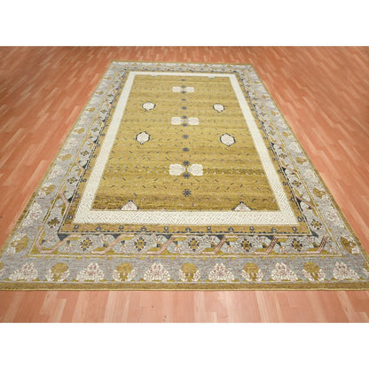 Transitional Wool Hand Knotted Rug Yellow 9.1x12.1 -O075692