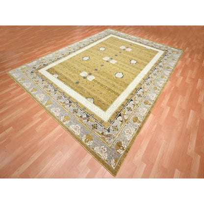 Transitional Wool Hand Knotted Rug Yellow 9.1x12.1 -O075692