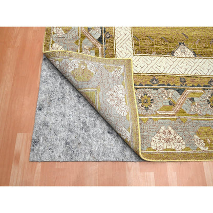 Transitional Wool Hand Knotted Rug Yellow 9.1x12.1 -O075692