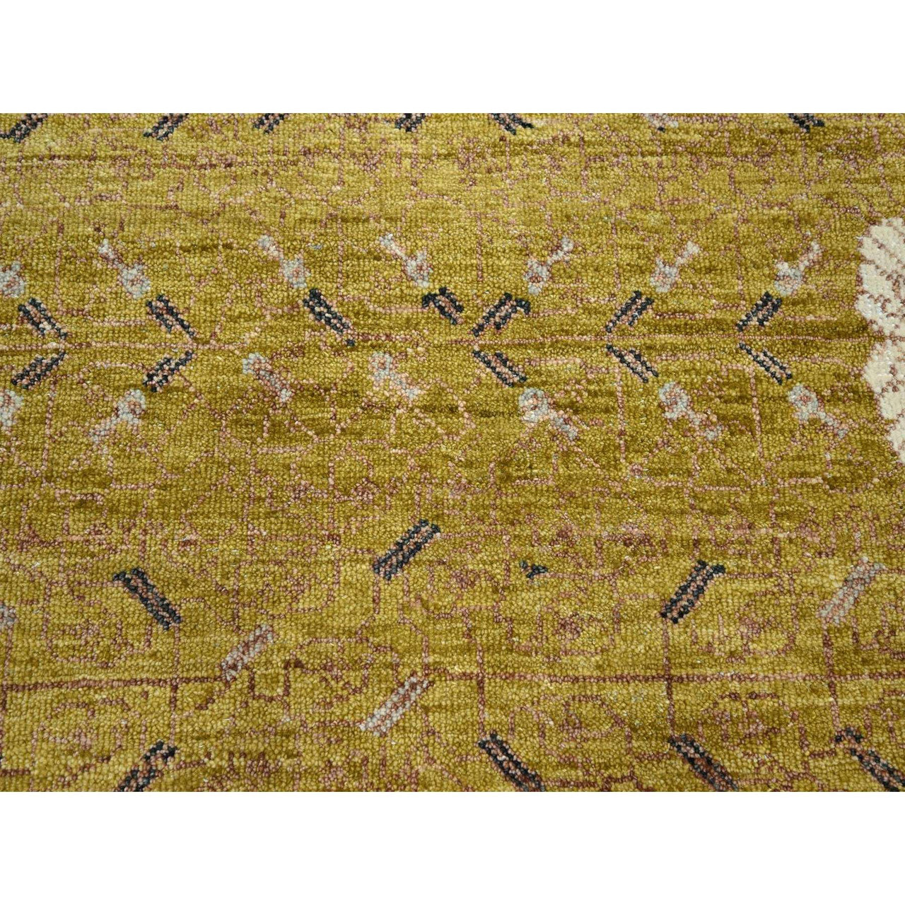 Transitional Wool Hand Knotted Rug Yellow 9.1x12.1 -O075692