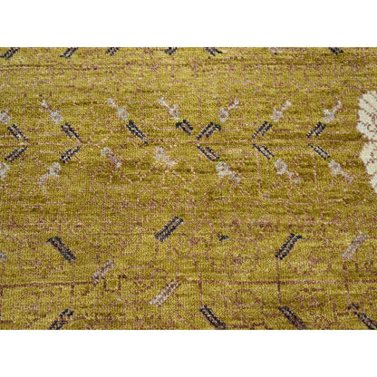 Transitional Wool Hand Knotted Rug Yellow 9.1x12.1 -O075692