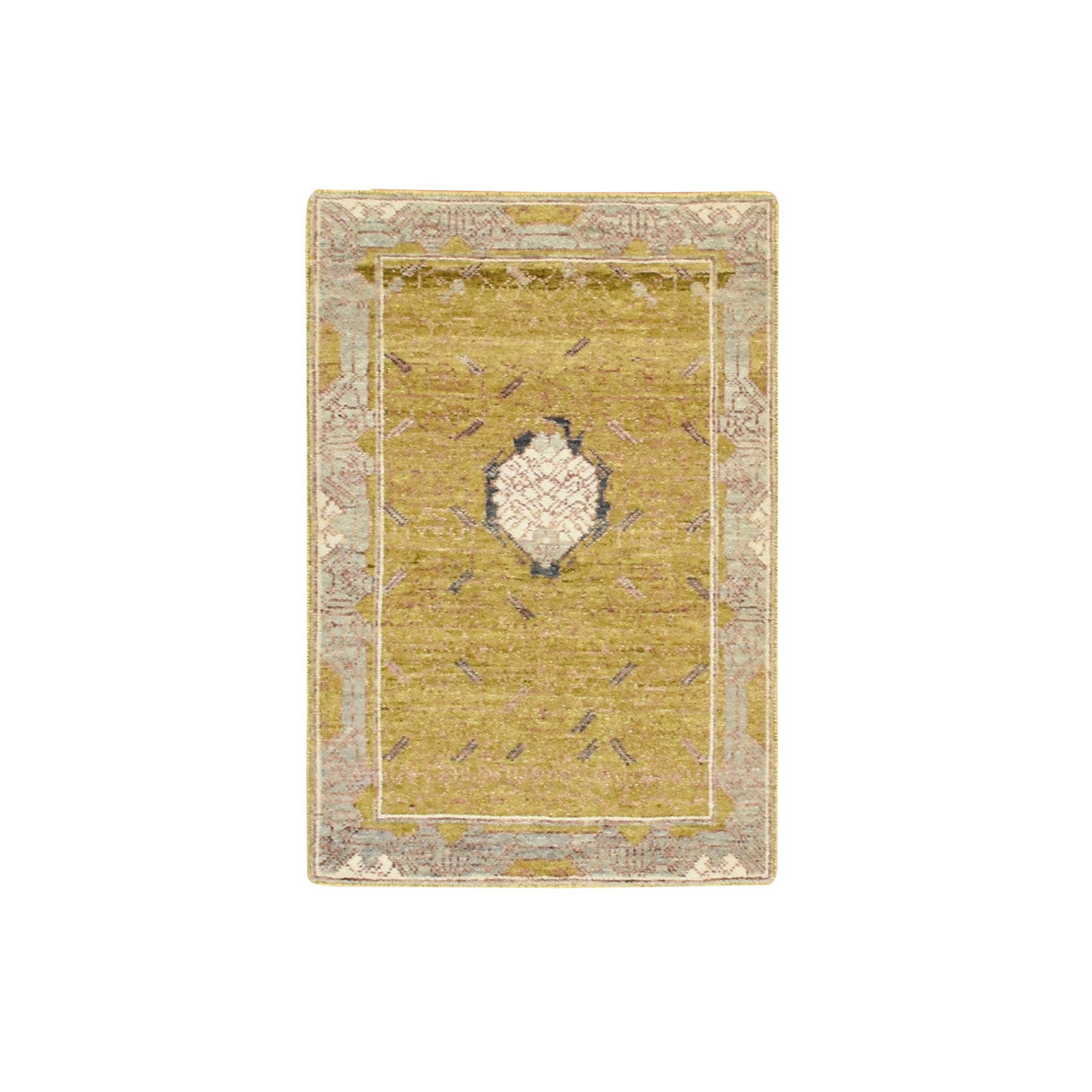 Transitional Wool Hand Knotted Rug Yellow 2.1x3.1 -O075693