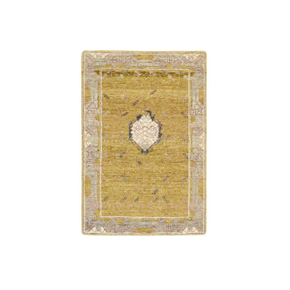 Transitional Wool Hand Knotted Rug Yellow 2.1x3.1 -O075693