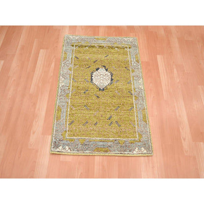 Transitional Wool Hand Knotted Rug Yellow 2.1x3.1 -O075693