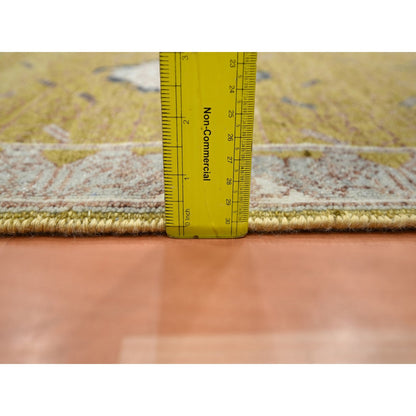 Transitional Wool Hand Knotted Rug Yellow 2.1x3.1 -O075693