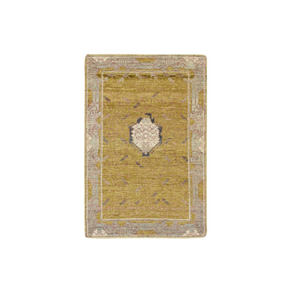 Transitional Wool Hand Knotted Rug Yellow 2.1x3.2 -O075694
