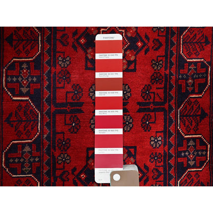 Tribal & Geometric Wool Hand Knotted Rug Red 1.9x4.9 -O0756