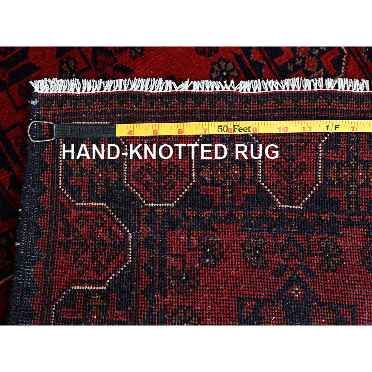 Red 1'9" x 4'9" Tribal & Geometric Hand knotted Wool Rug - Sku: O0756