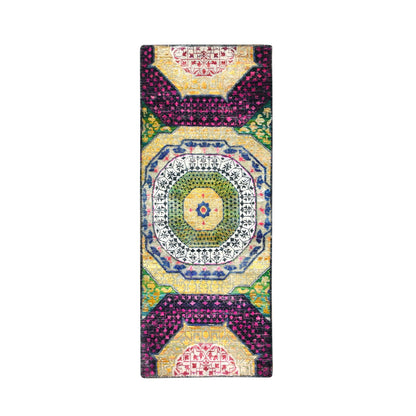 Mamluk Wool & Sari Silk Hand Knotted Rug Yellow 2.6x6.5 -O075701