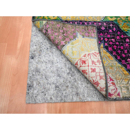 Mamluk Wool & Sari Silk Hand Knotted Rug Yellow 2.6x6.5 -O075701