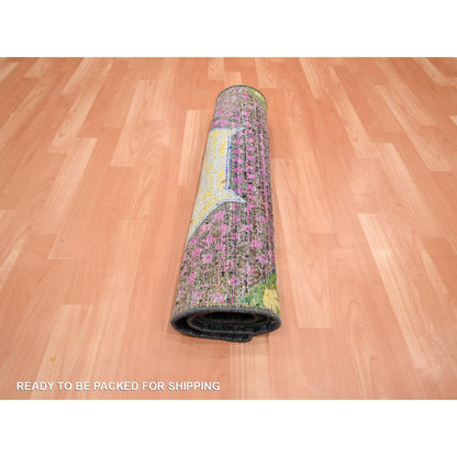Mamluk Wool & Sari Silk Hand Knotted Rug Yellow 2.6x6.5 -O075701