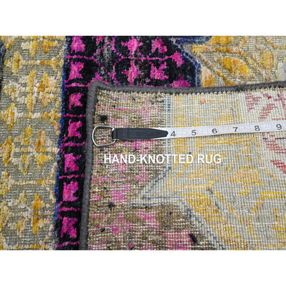 Mamluk Wool & Sari Silk Hand Knotted Rug Yellow 2.6x6.5 -O075701