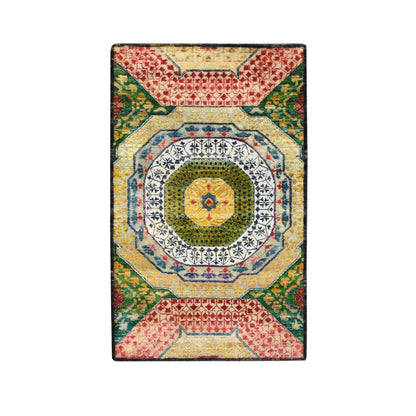 Mamluk Wool & Sari Silk Hand Knotted Rug Yellow 3.2x5.2 -O075702
