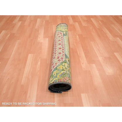 Mamluk Wool & Sari Silk Hand Knotted Rug Yellow 3.2x5.2 -O075702
