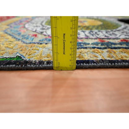 Mamluk Wool & Sari Silk Hand Knotted Rug Yellow 3.2x5.2 -O075702