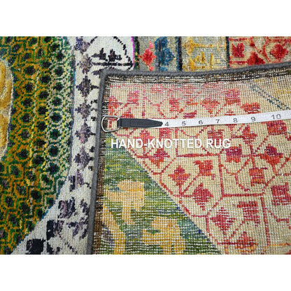Mamluk Wool & Sari Silk Hand Knotted Rug Yellow 3.2x5.2 -O075702