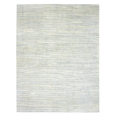 Modern and Contemporary Silk Hand Knotted Rug Ivory 9.0x11.11 -O075705