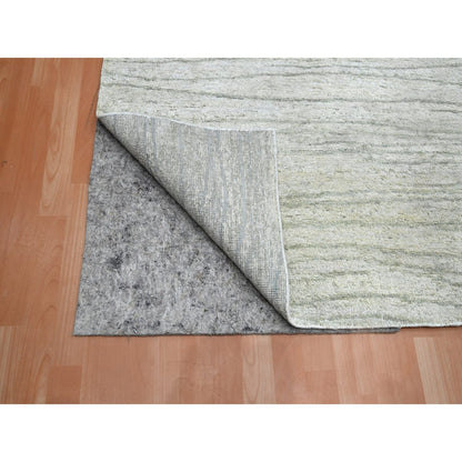 Modern and Contemporary Silk Hand Knotted Rug Ivory 9.0x11.11 -O075705