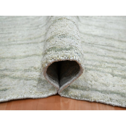 Modern and Contemporary Silk Hand Knotted Rug Ivory 9.0x11.11 -O075705