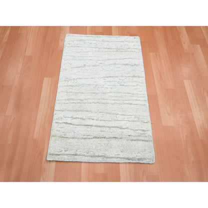 Modern and Contemporary Silk Hand Knotted Rug Ivory 2.0x3.0 -O075708