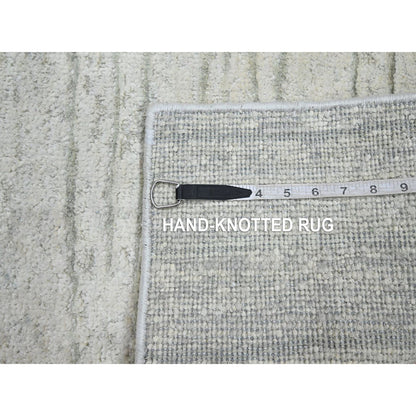 Modern and Contemporary Silk Hand Knotted Rug Ivory 2.0x3.0 -O075708