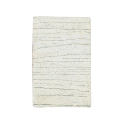 Modern and Contemporary Silk Hand Knotted Rug Ivory 2.0x3.0 -O075709