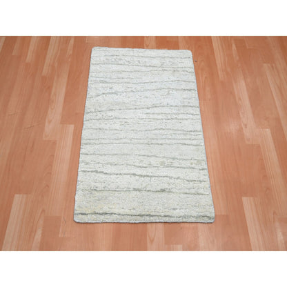 Modern and Contemporary Silk Hand Knotted Rug Ivory 2.0x3.0 -O075709
