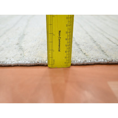 Modern and Contemporary Silk Hand Knotted Rug Ivory 2.0x3.0 -O075709