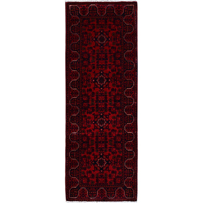 Tribal & Geometric Wool Hand Knotted Rug Red 1.8x4.9 -O0757
