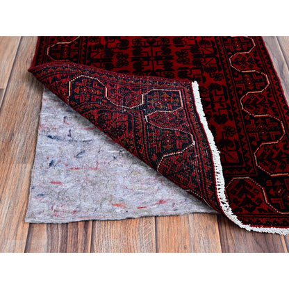 Tribal & Geometric Wool Hand Knotted Rug Red 1.8x4.9 -O0757
