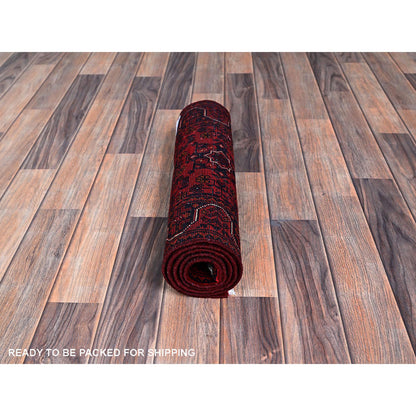 Tribal & Geometric Wool Hand Knotted Rug Red 1.8x4.9 -O0757