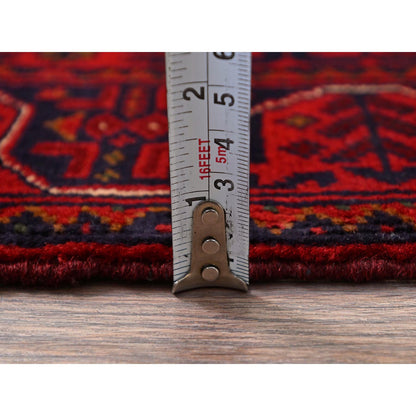 Tribal & Geometric Wool Hand Knotted Rug Red 1.8x4.9 -O0757