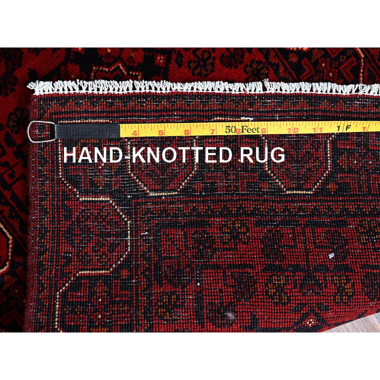 Red 1'8" x 4'9" Tribal & Geometric Hand knotted Wool Rug - Sku: O0757