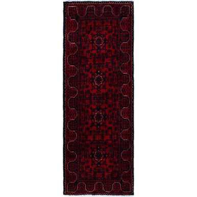 Tribal & Geometric Wool Hand Knotted Rug Red 1.8x4.9 -O0758