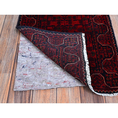 Tribal & Geometric Wool Hand Knotted Rug Red 1.8x4.9 -O0758