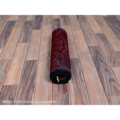Tribal & Geometric Wool Hand Knotted Rug Red 1.8x4.9 -O0758