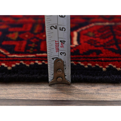 Tribal & Geometric Wool Hand Knotted Rug Red 1.8x4.9 -O0758