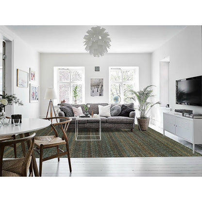 Modern and Contemporary Wool Hand Knotted Rug Brown No Border 10.0X13.10 -O076000