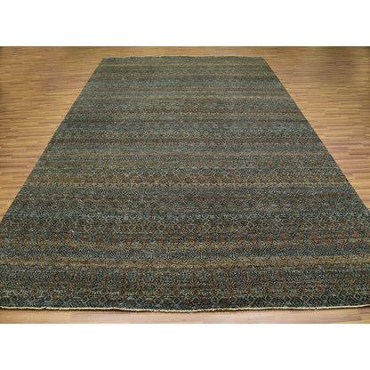 Modern and Contemporary Wool Hand Knotted Rug Brown No Border 10.0X13.10 -O076000