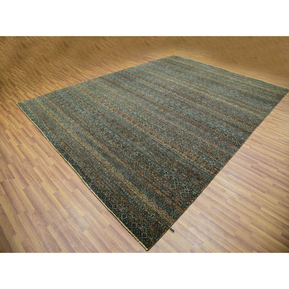 Modern and Contemporary Wool Hand Knotted Rug Brown No Border 10.0X13.10 -O076000
