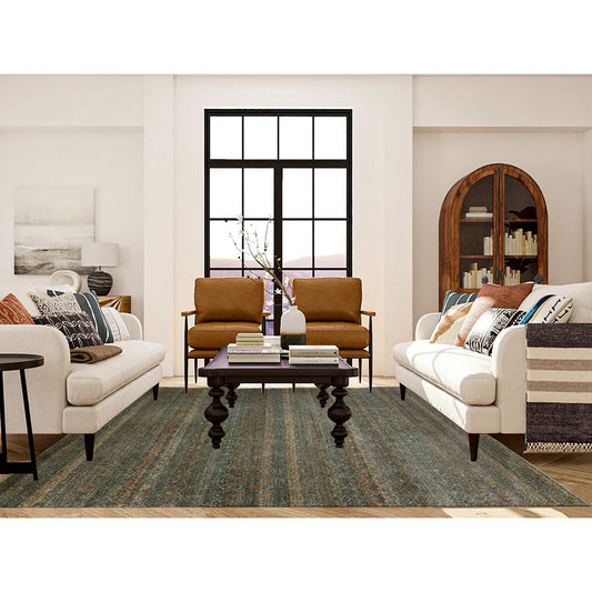 Modern and Contemporary Wool Hand Knotted Rug Brown No Border 8.1X10.1 -O076005