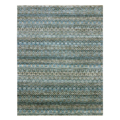 Modern and Contemporary Wool Hand Knotted Rug Blue No Border 7.9X10.1 -O076006