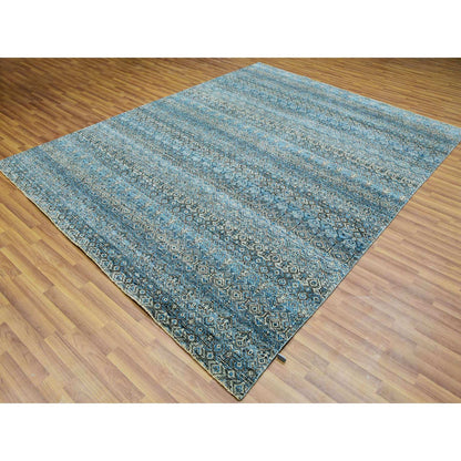 Modern and Contemporary Wool Hand Knotted Rug Blue No Border 7.9X10.1 -O076006
